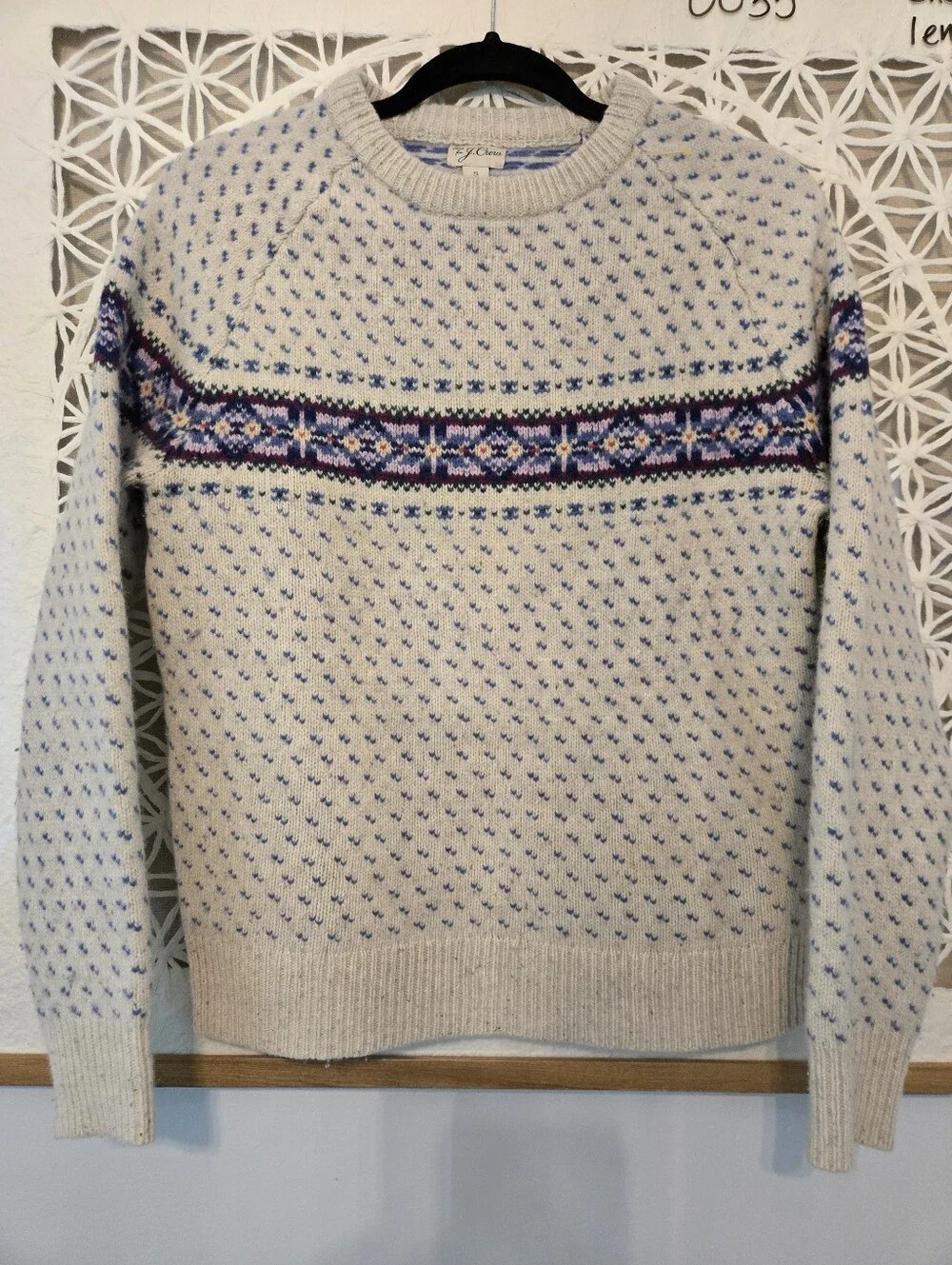 J.Crew lambswool Fair Isle bird’s eye sweater Men's medium multicolor